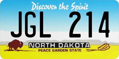 ND license plate JGL214