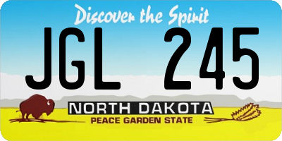 ND license plate JGL245