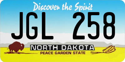 ND license plate JGL258