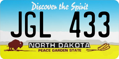 ND license plate JGL433