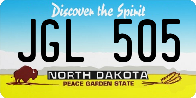 ND license plate JGL505