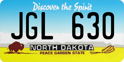ND license plate JGL630