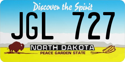 ND license plate JGL727