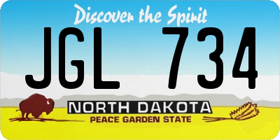ND license plate JGL734