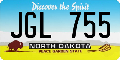 ND license plate JGL755