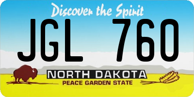 ND license plate JGL760