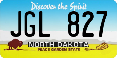 ND license plate JGL827