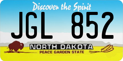 ND license plate JGL852