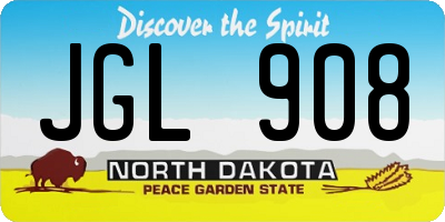 ND license plate JGL908