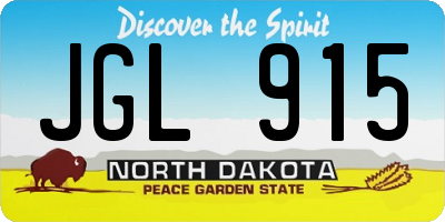 ND license plate JGL915