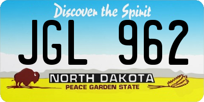 ND license plate JGL962