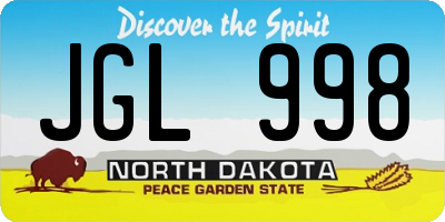 ND license plate JGL998