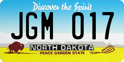 ND license plate JGM017