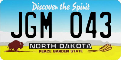 ND license plate JGM043