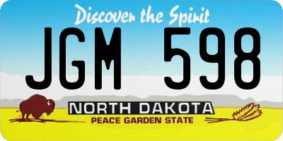 ND license plate JGM598