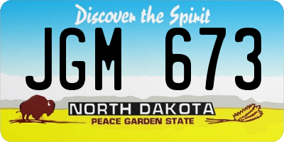 ND license plate JGM673