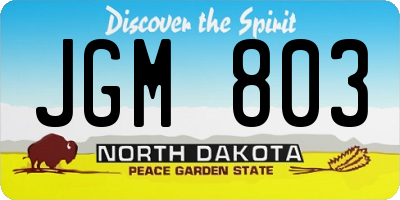 ND license plate JGM803