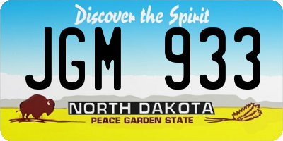 ND license plate JGM933