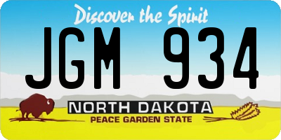 ND license plate JGM934