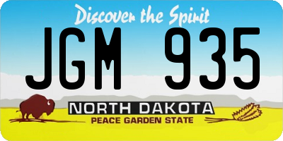 ND license plate JGM935
