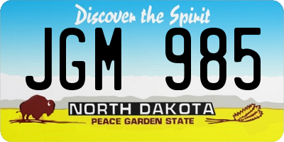 ND license plate JGM985