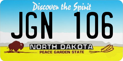 ND license plate JGN106