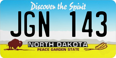 ND license plate JGN143