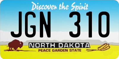 ND license plate JGN310