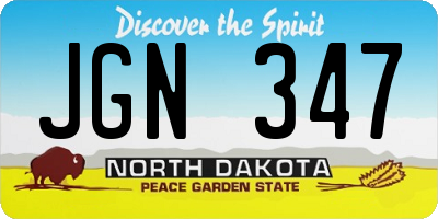 ND license plate JGN347