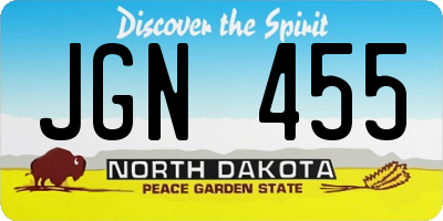 ND license plate JGN455