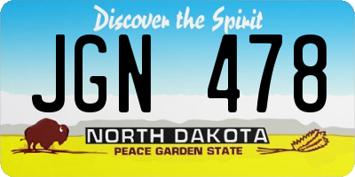 ND license plate JGN478