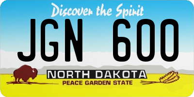 ND license plate JGN600