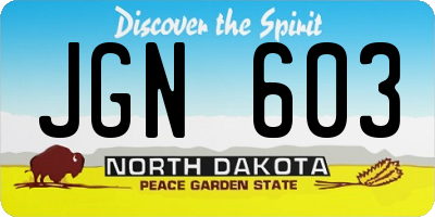 ND license plate JGN603
