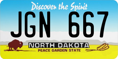 ND license plate JGN667