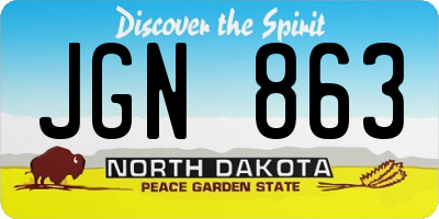 ND license plate JGN863