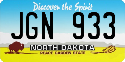 ND license plate JGN933
