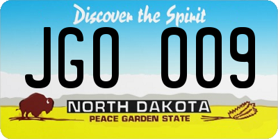 ND license plate JGO009