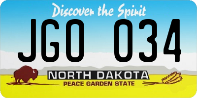 ND license plate JGO034