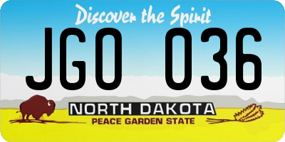 ND license plate JGO036
