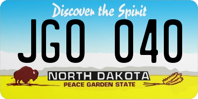 ND license plate JGO040
