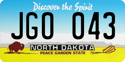 ND license plate JGO043