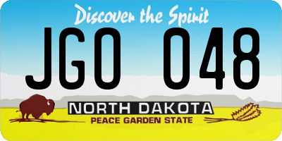 ND license plate JGO048