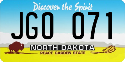 ND license plate JGO071