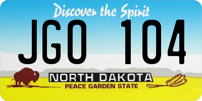 ND license plate JGO104