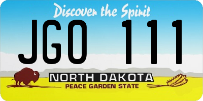 ND license plate JGO111
