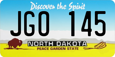 ND license plate JGO145