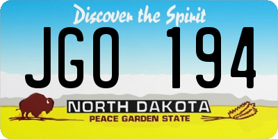ND license plate JGO194