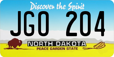 ND license plate JGO204