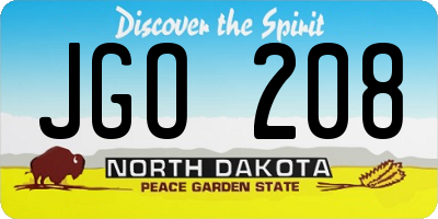 ND license plate JGO208