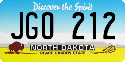 ND license plate JGO212